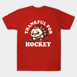 Thankful for Hockey Cute Kawaii Turkey T-Shirt